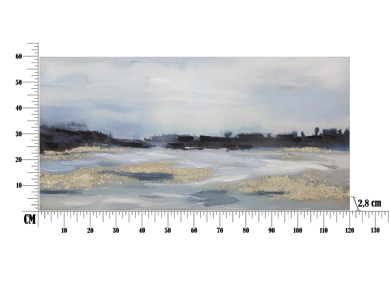 Tableau abstrait multicolore sur toile 120x2,8x60 cm
