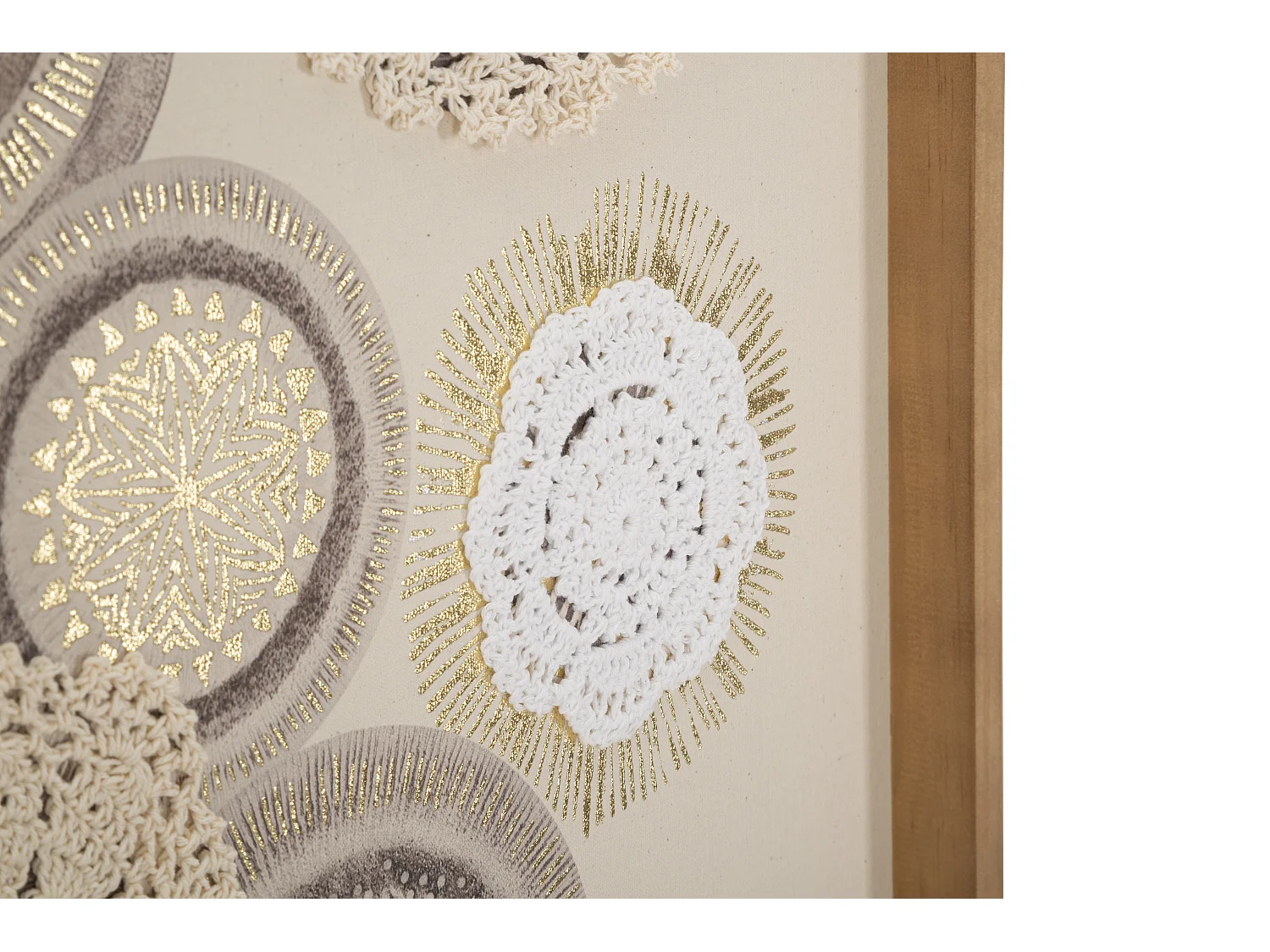 Dipinto su tela con cornice astratto con applicazioni cm 45x3,2x60