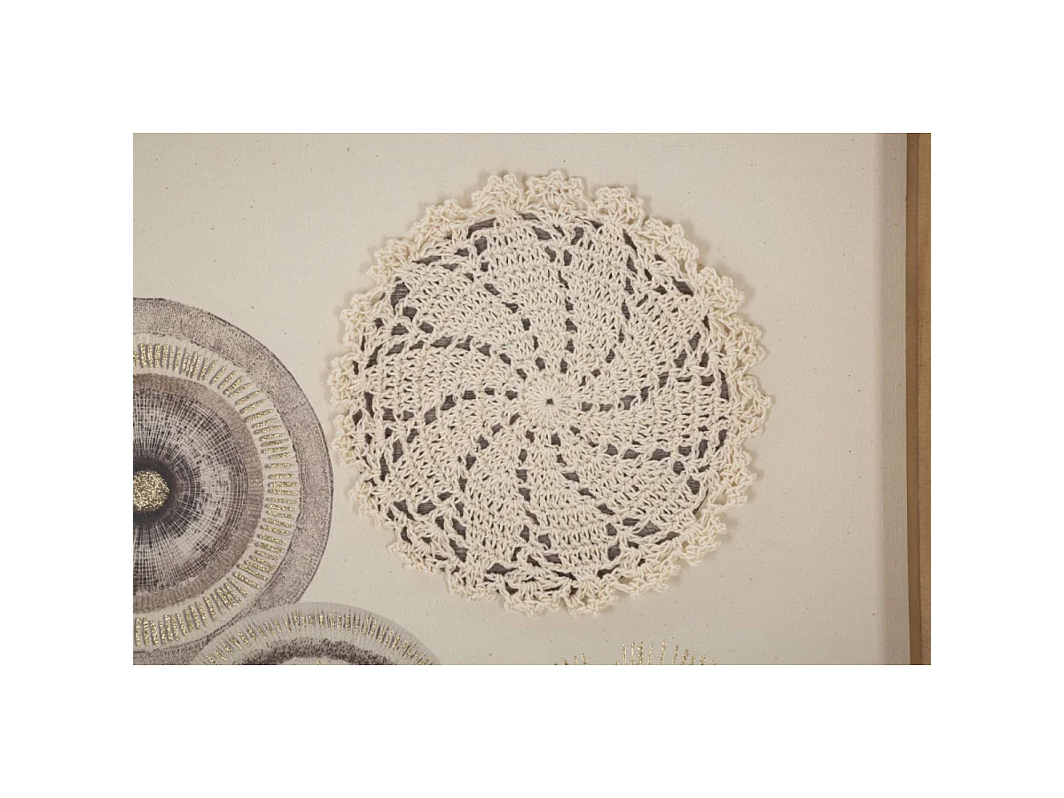 Gemälde auf Leinwand mit Rahmen abstrakt mit Applikationen 45x3,2x60 cm