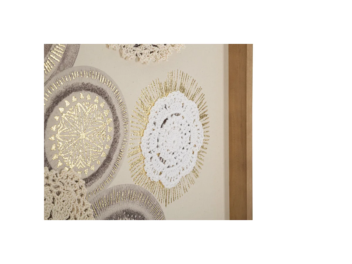 Gemälde auf Leinwand mit Rahmen abstrakt mit Applikationen 45x3,2x60 cm