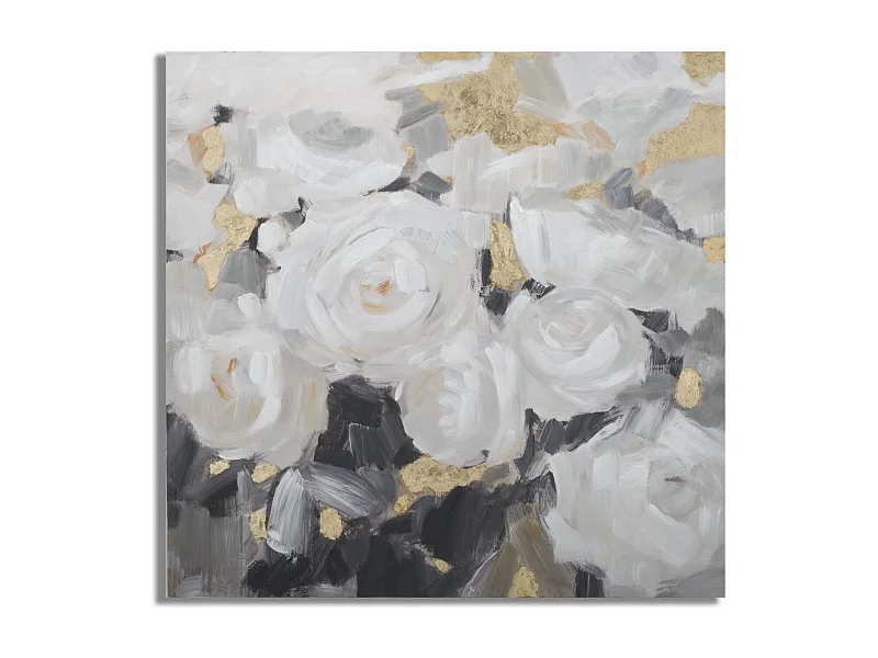 Dipinto su tela multicolore fiori cm 90x3,7x90