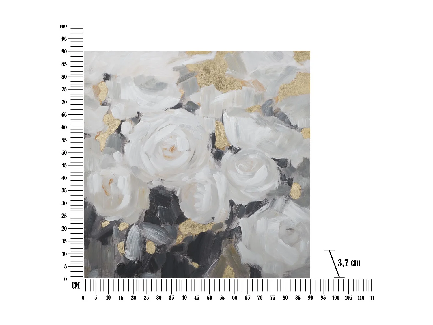 Dipinto su tela multicolore fiori cm 90x3,7x90