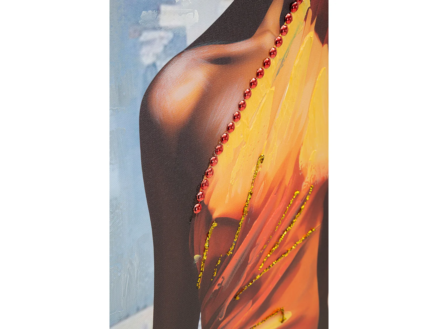 Dipinto su tela multicolore donna con cornice cm 52x4,5x152