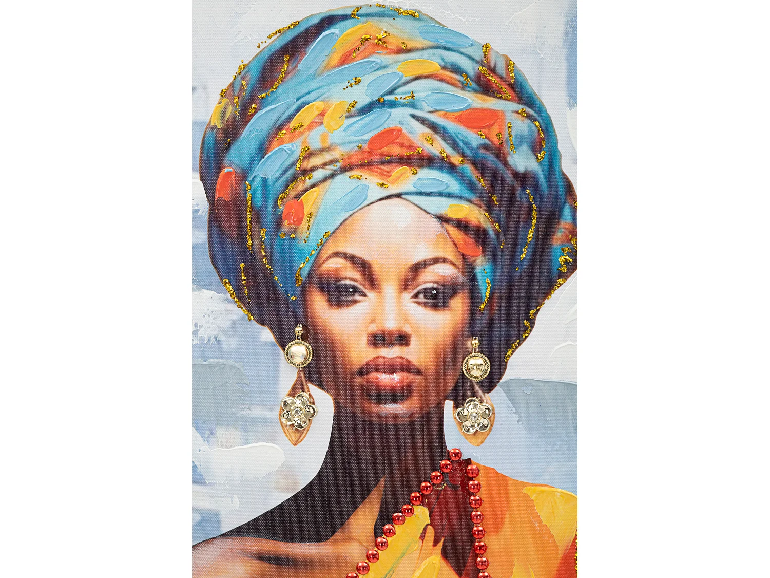 Dipinto su tela multicolore donna con cornice cm 52x4,5x152