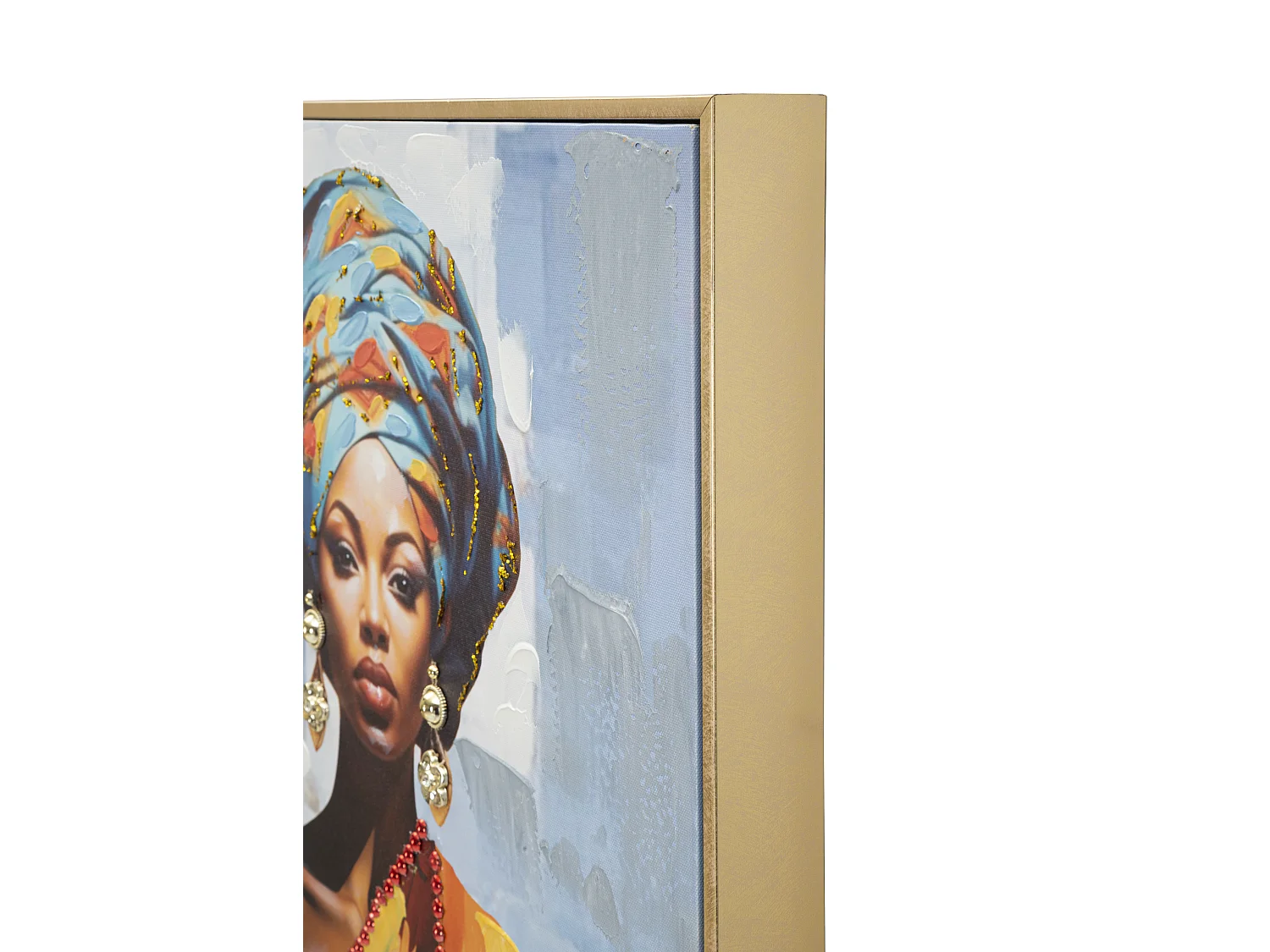 Dipinto su tela multicolore donna con cornice cm 52x4,5x152