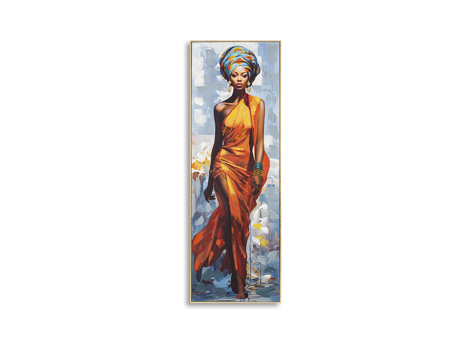 Peinture de femme multicolore sur toile avec cadre 52x4,5x152 cm
