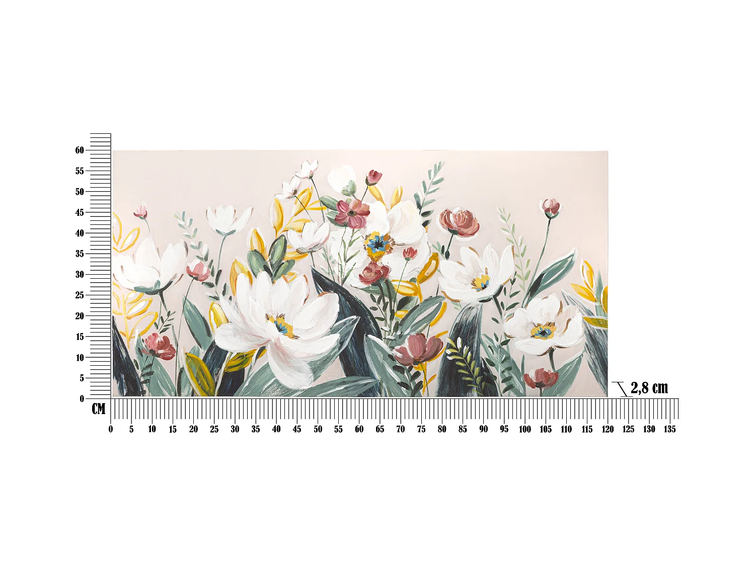 Peinture sur toile multicolore fleurs 120x2,8x60 cm