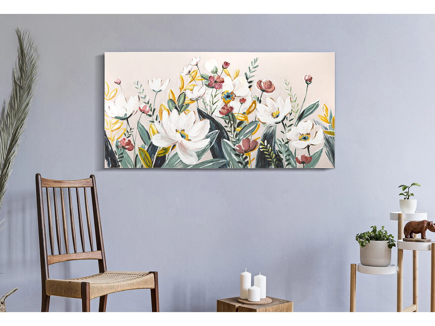 Peinture sur toile multicolore fleurs 120x2,8x60 cm