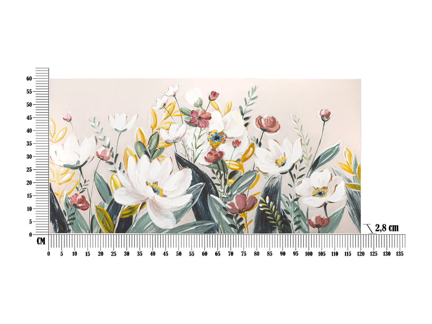 Peinture sur toile multicolore fleurs 120x2,8x60 cm