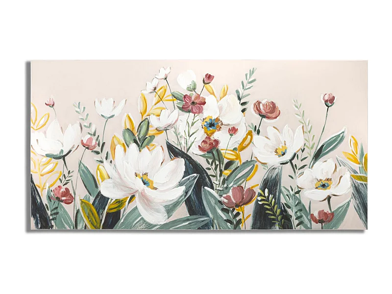 Schilderij op veelkleurig canvas met bloemen, 120x2,8x60 cm