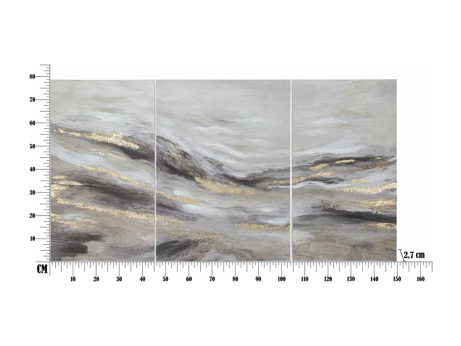 Lot de 3 Toiles Peinture Déco "Monty" 80x150cm Multicolore