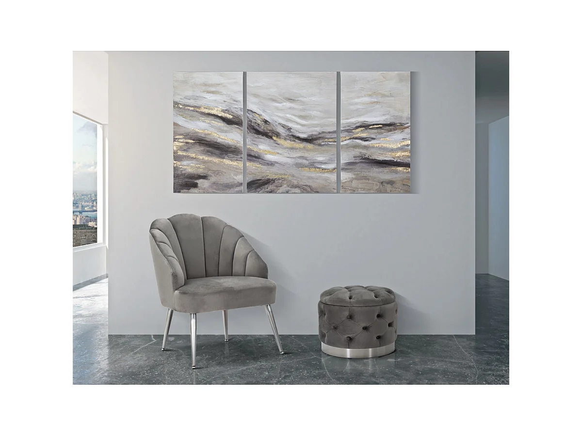 Monty lærredstryksæt, 3-delt, glamourstil, abstrakte malerier med trærammer, samlet størrelse 150 x 2,7 x 80 cm – flerfarvet vægdekoration