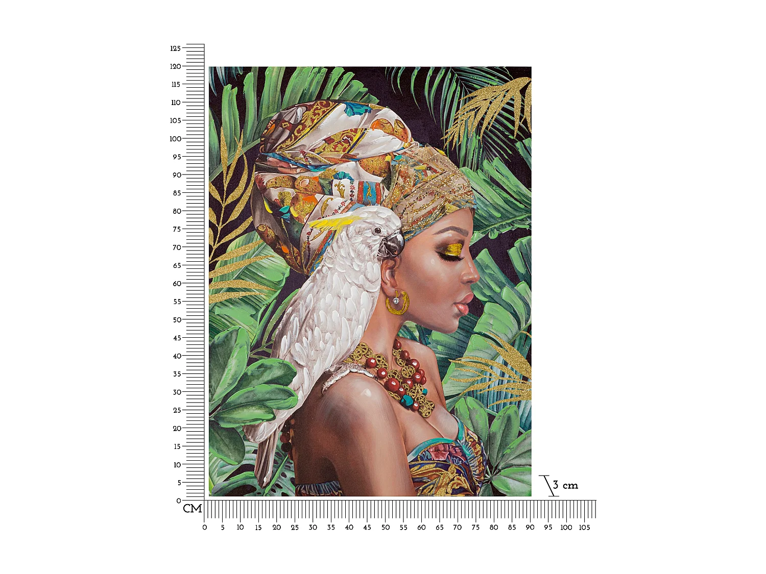 Dipinto su tela multicolore donna con applicazioni cm 90x3x120