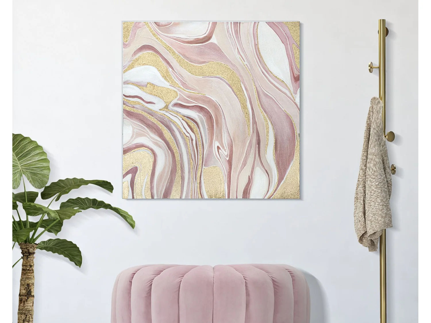 Toile Peinture Déco "Pinkly" 80x80cm Multicolore