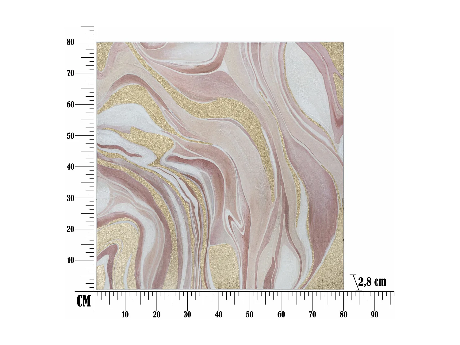 Toile Peinture Déco "Pinkly" 80x80cm Multicolore