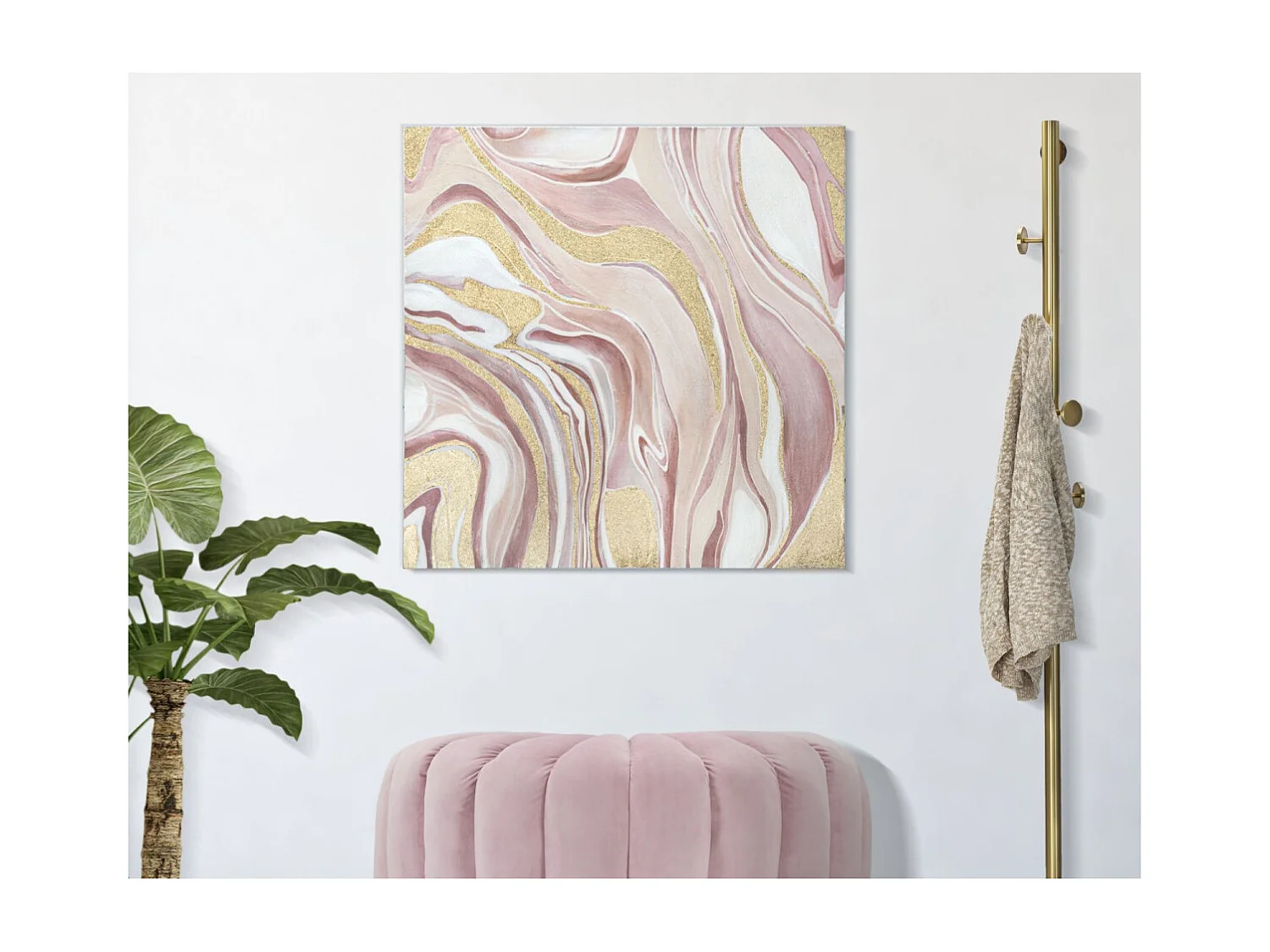 Toile Peinture Déco "Pinkly" 80x80cm Multicolore