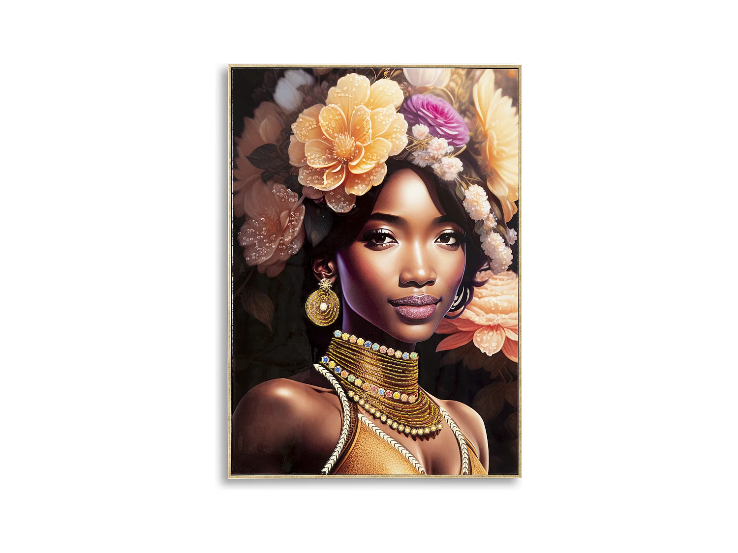 Peinture de femme multicolore sur toile avec cadre 72x4,5x102 cm