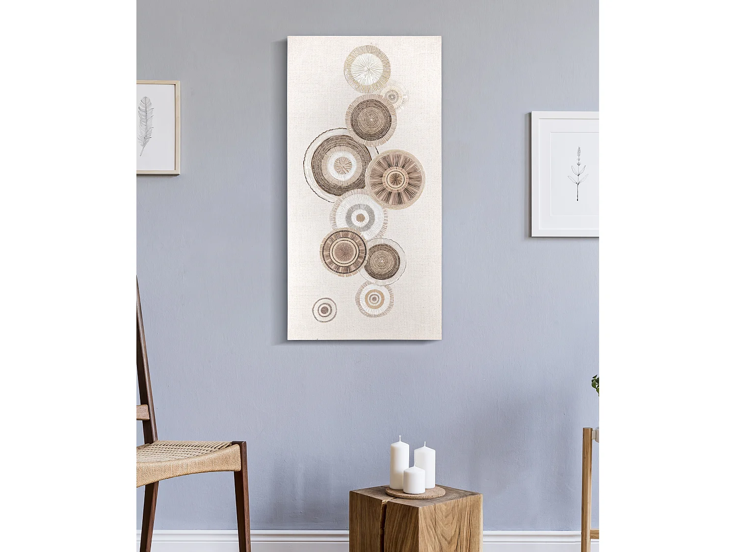 Dipinto su tela astratto multicolore con applicazioni cm 50x3,2x100