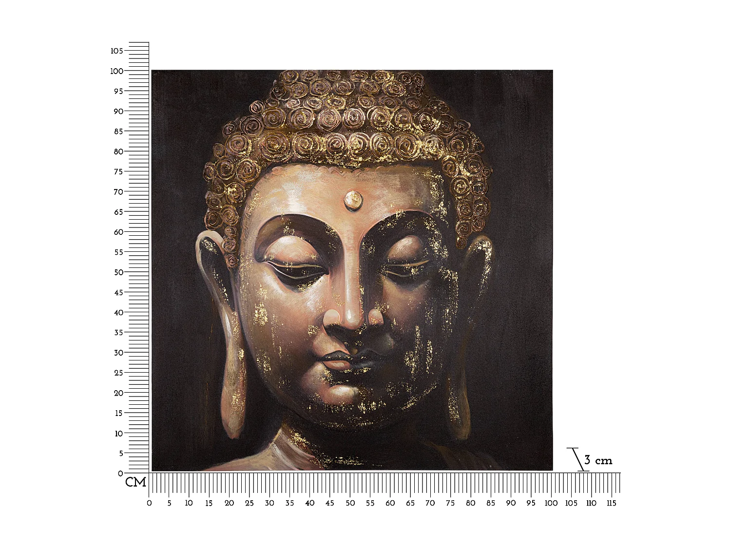 Toile Imprimée Déco "Visage Bouddha" 100x100cm Multicolore