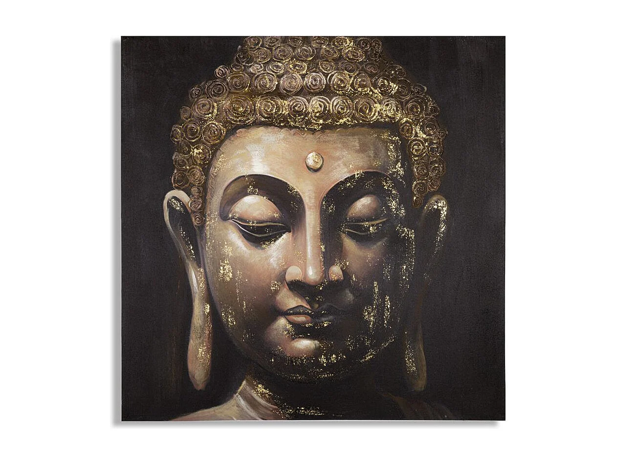 Toile Imprimée Déco "Visage Bouddha" 100x100cm Multicolore