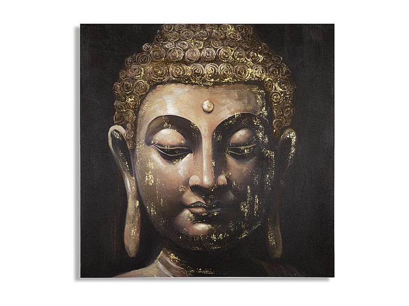 Toile Imprimée Déco "Visage Bouddha" 100x100cm Multicolore
