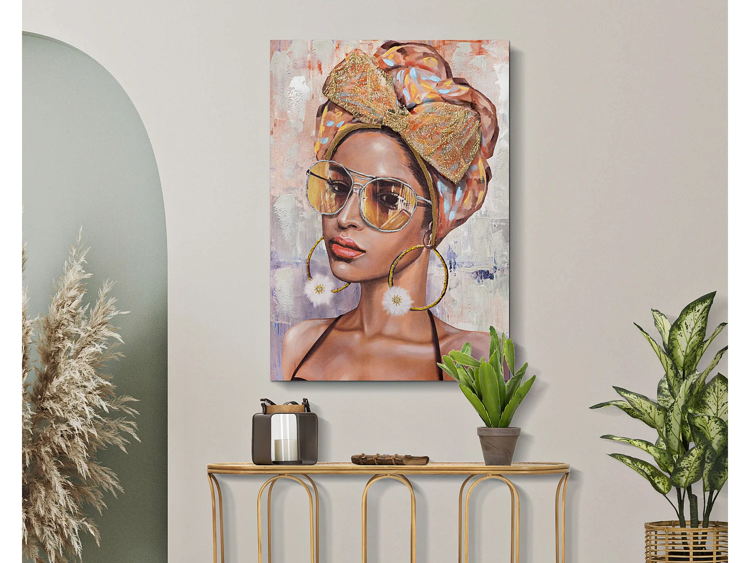 Toile Imprimée Déco "Jennyfer" 70x100cm Multicolore