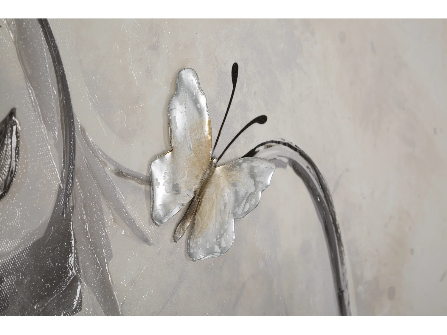 Dipinto su tela donna multicolore con inserti cm 80x2,8x80