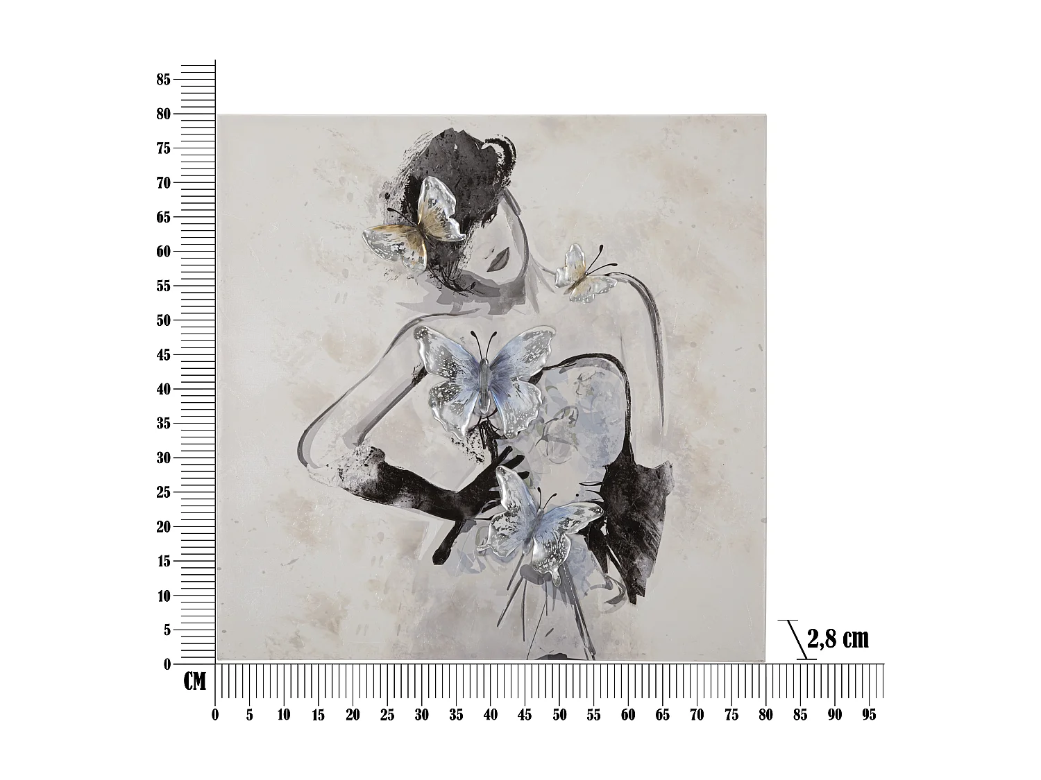 Dipinto su tela donna multicolore con inserti cm 80x2,8x80