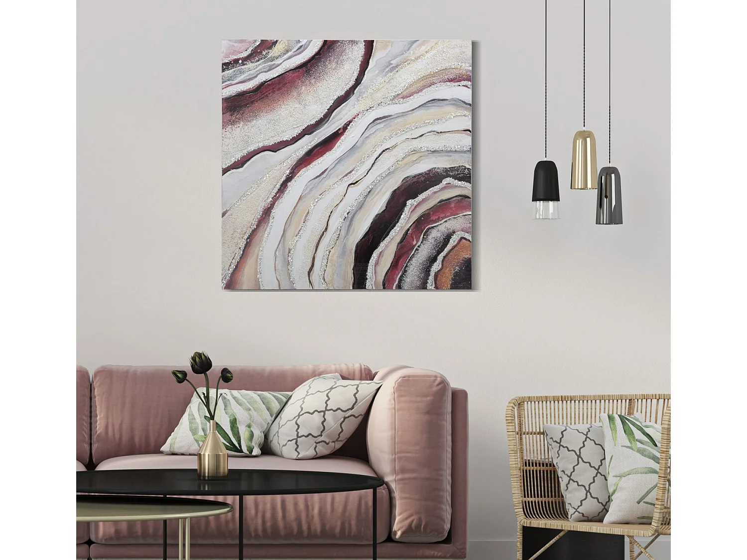 Toile Peinture Déco "Redy" 80x80cm Multicolore