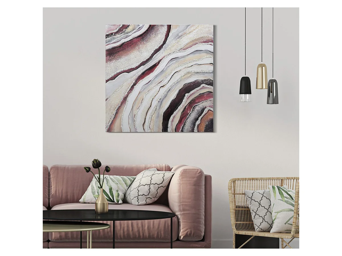 Abstract veelkleurig canvas schilderij 80x2.8x80 cm