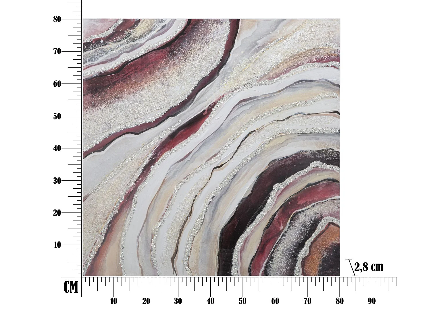 Abstract veelkleurig canvas schilderij 80x2.8x80 cm