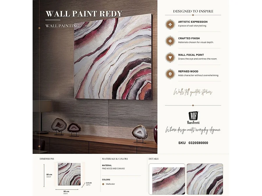 Abstract veelkleurig canvas schilderij 80x2.8x80 cm