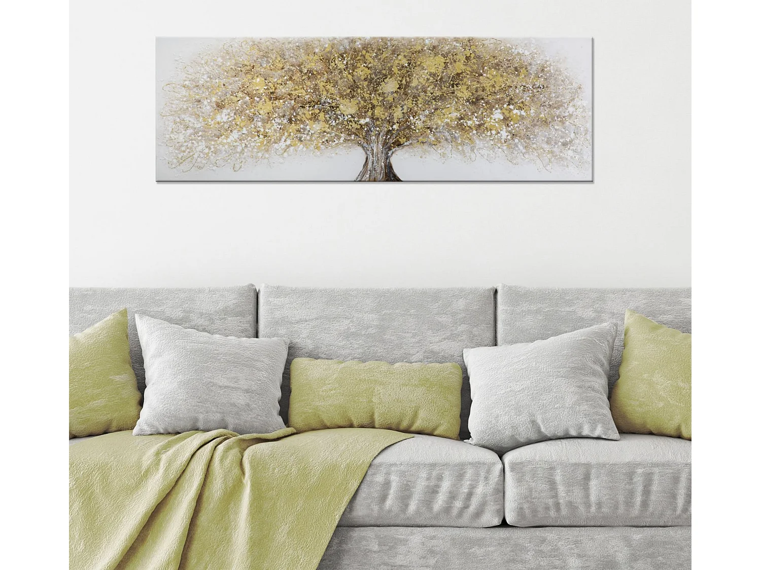 Tableau arbre jaune sur toile 180x3,8x60 cm
