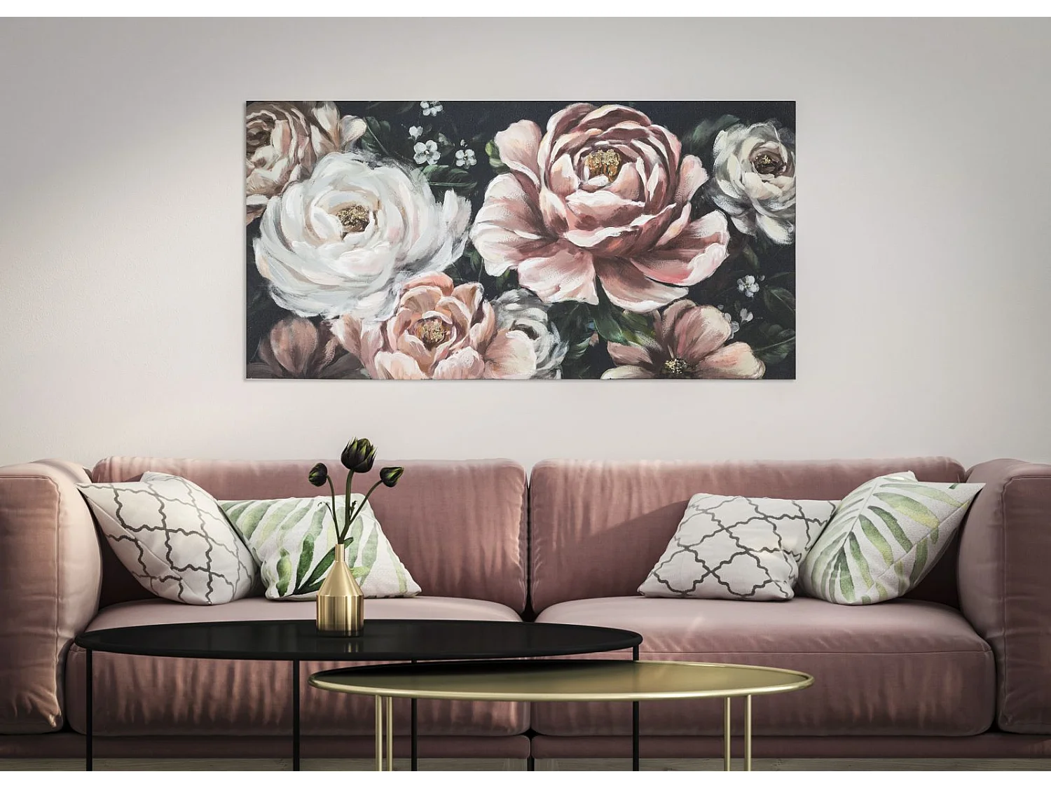 Peinture sur toile multicolore fleurs 120x3,7x60 cm