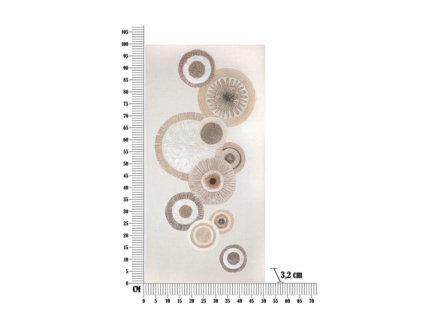 Toile Imprimée Déco "Circly" 50x100cm Marron