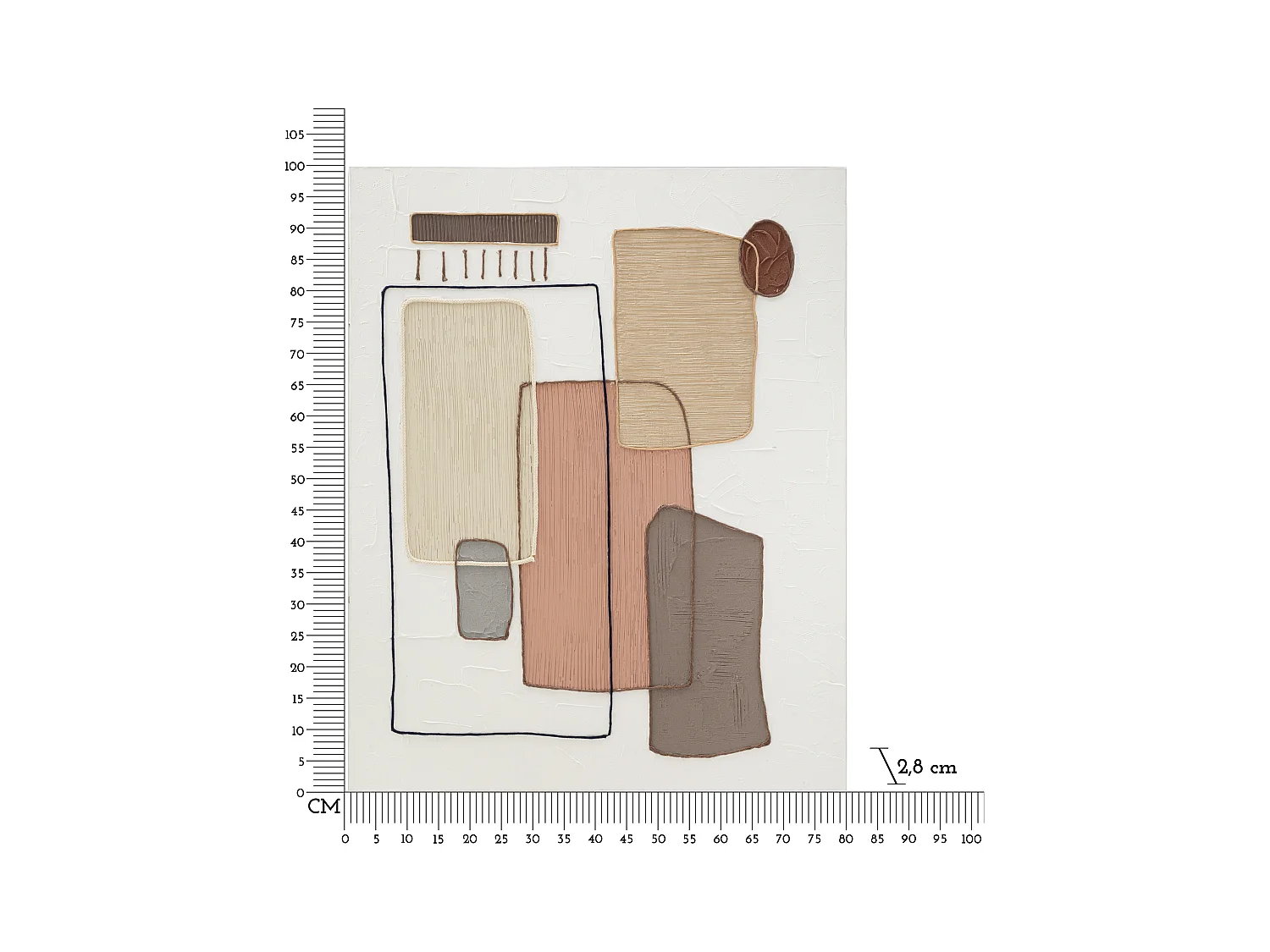 Dipinto su tela multicolore astratto cm 80x2,8x100