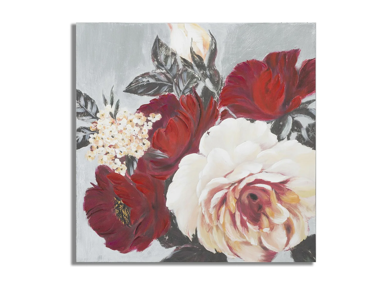 Toile Peinture Déco "Flower Square" 90x90cm Multicolore