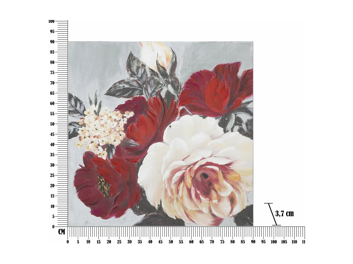 Toile Peinture Déco "Flower Square" 90x90cm Multicolore