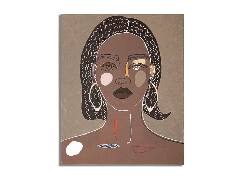 Dipinto su tela volto multicolore cm 80x2,8x100