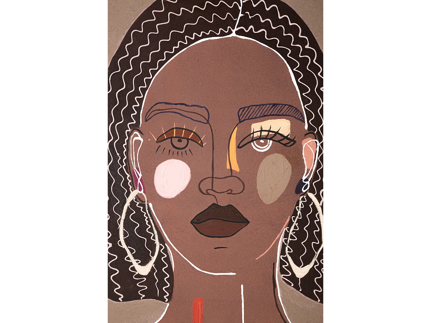 Toile Imprimée Déco "Tribal Face" 80x100cm Marron