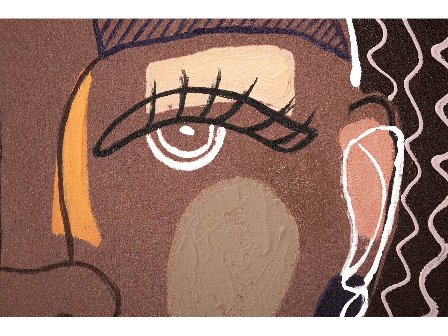 Toile Imprimée Déco "Tribal Face" 80x100cm Marron