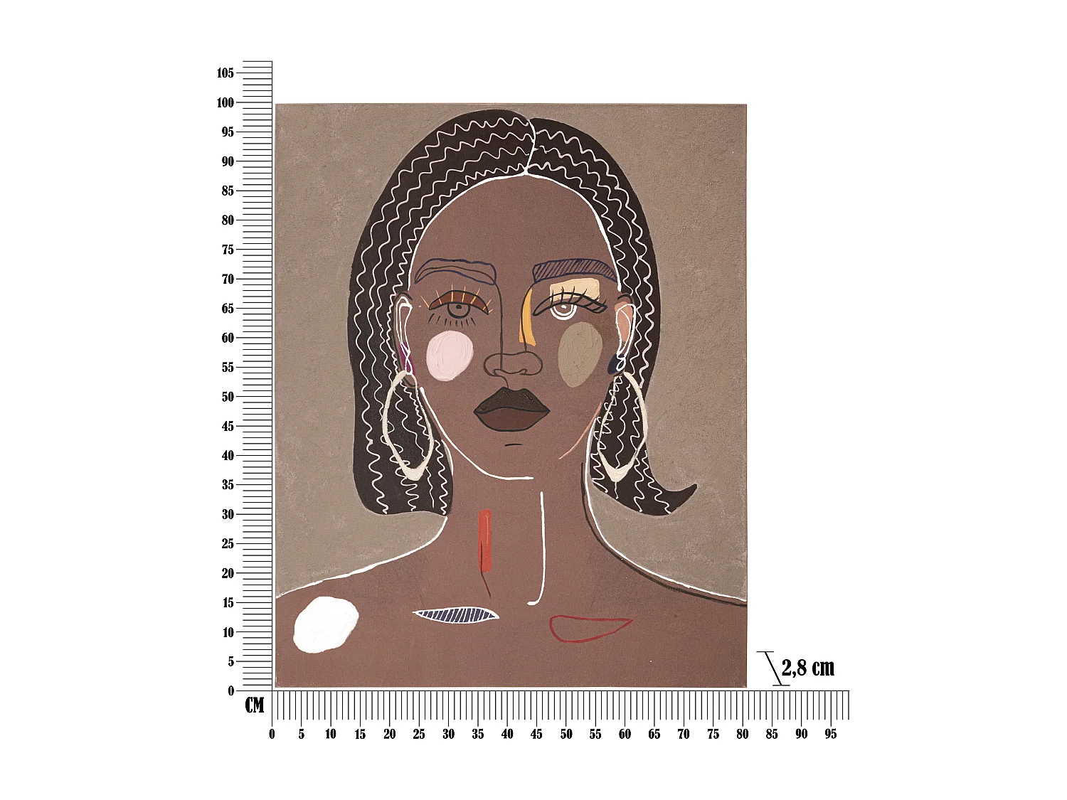 Toile Imprimée Déco "Tribal Face" 80x100cm Marron