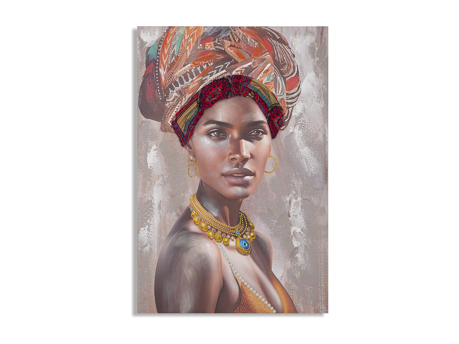 Dipinto su tela multicolore donna con applicazioni cm 80x3x120