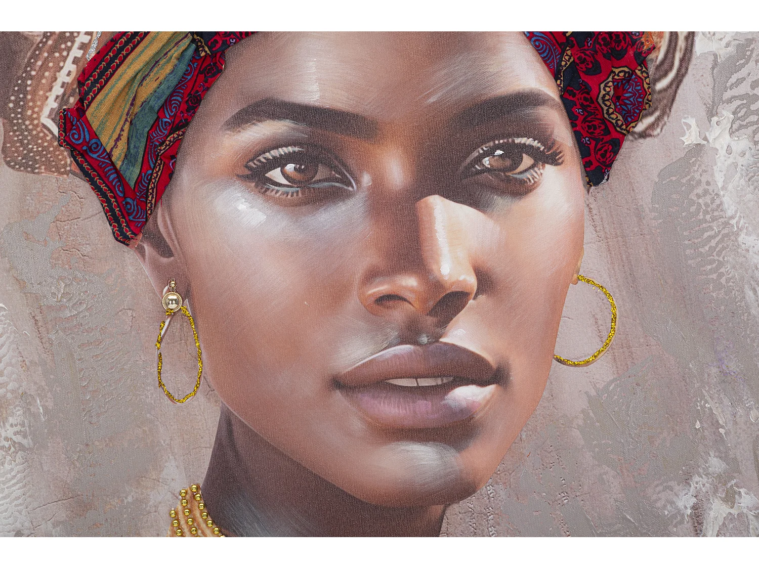 Dipinto su tela multicolore donna con applicazioni cm 80x3x120