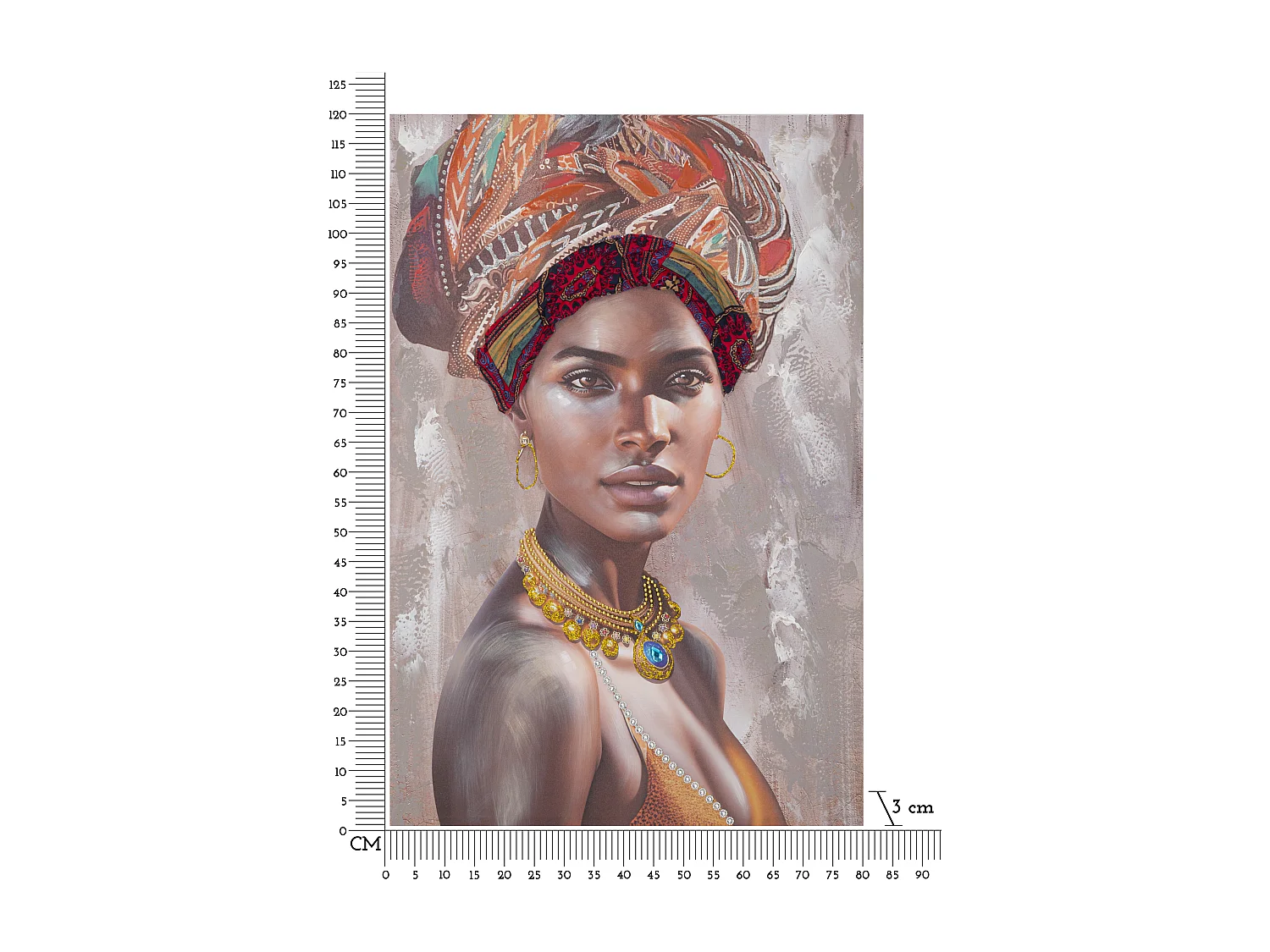 Dipinto su tela multicolore donna con applicazioni cm 80x3x120