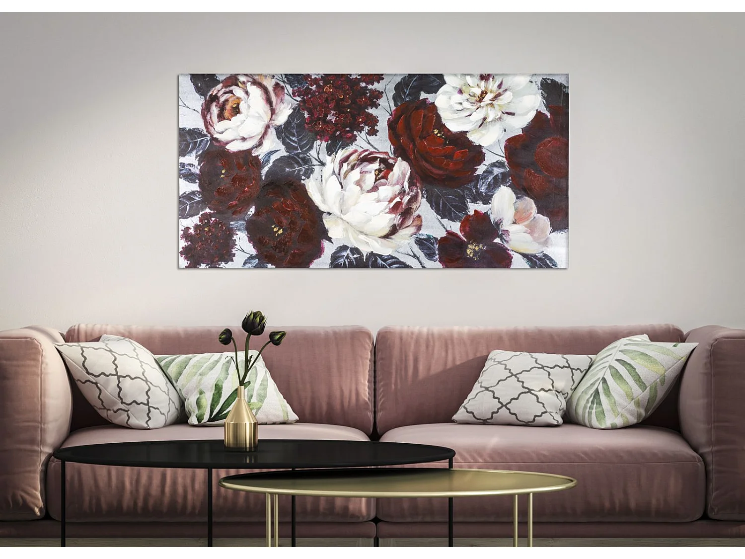 Dipinto su tela multicolore fiori cm 120x3,7x60