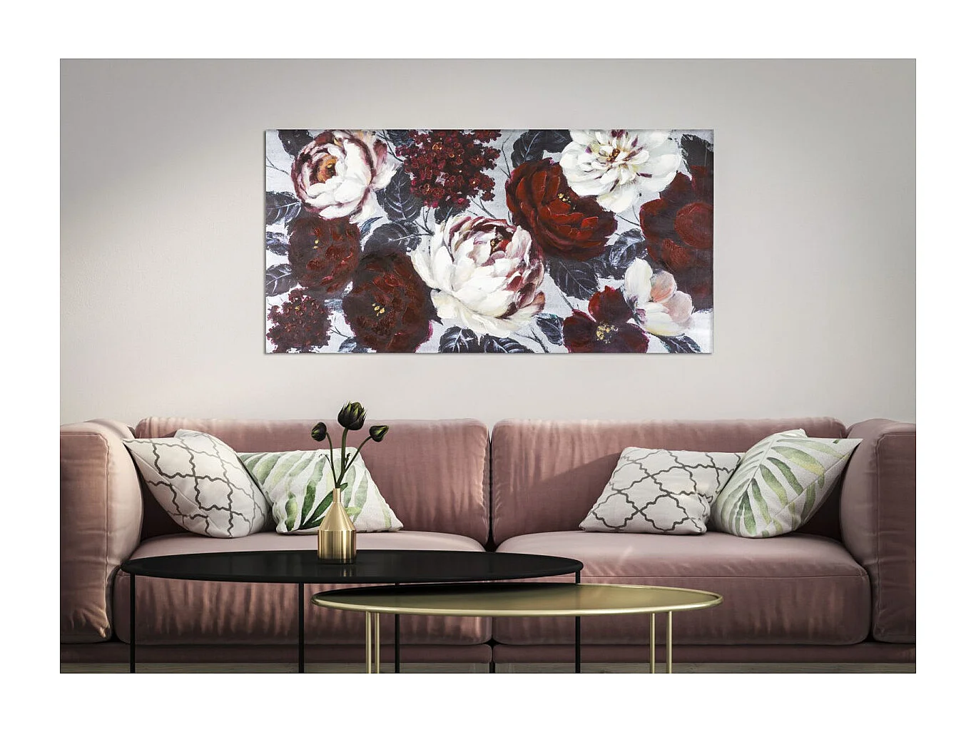 Toile Peinture Déco "Flower" 60x120cm Multicolore