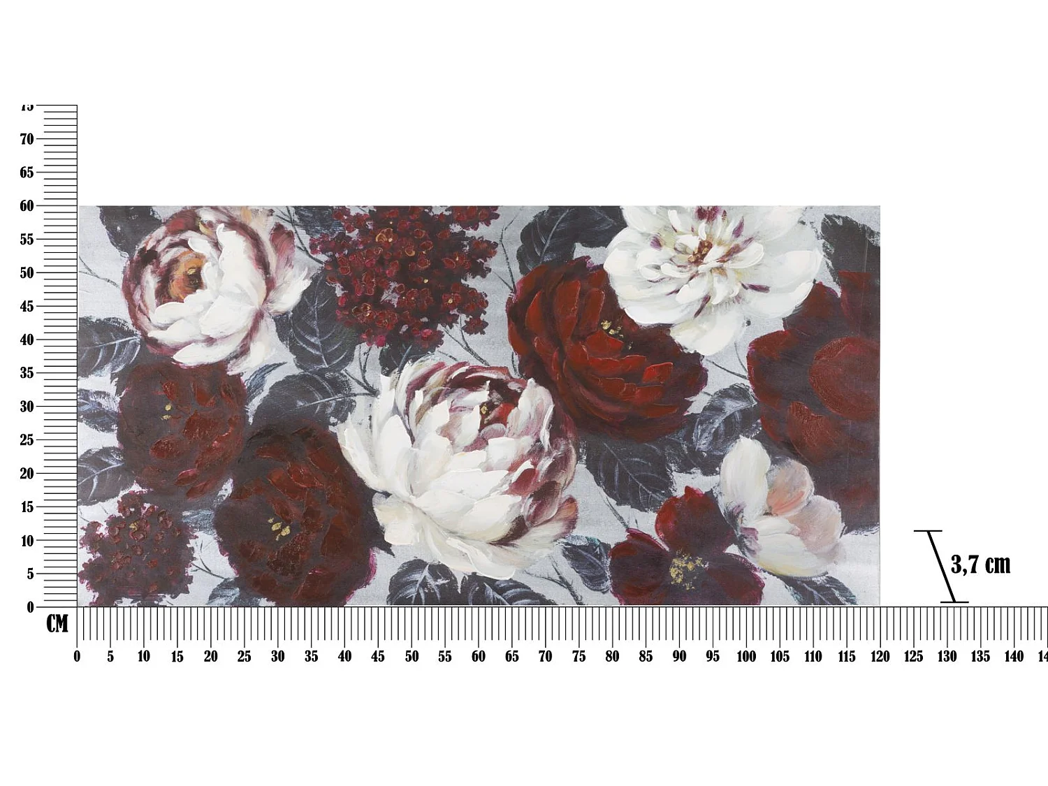 Gemälde auf Leinwand mehrfarbig Blumen 120x3,7x60 cm