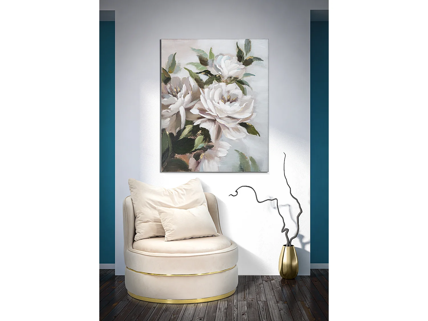 Dipinto su tela multicolore fiori cm 80x3,7x100