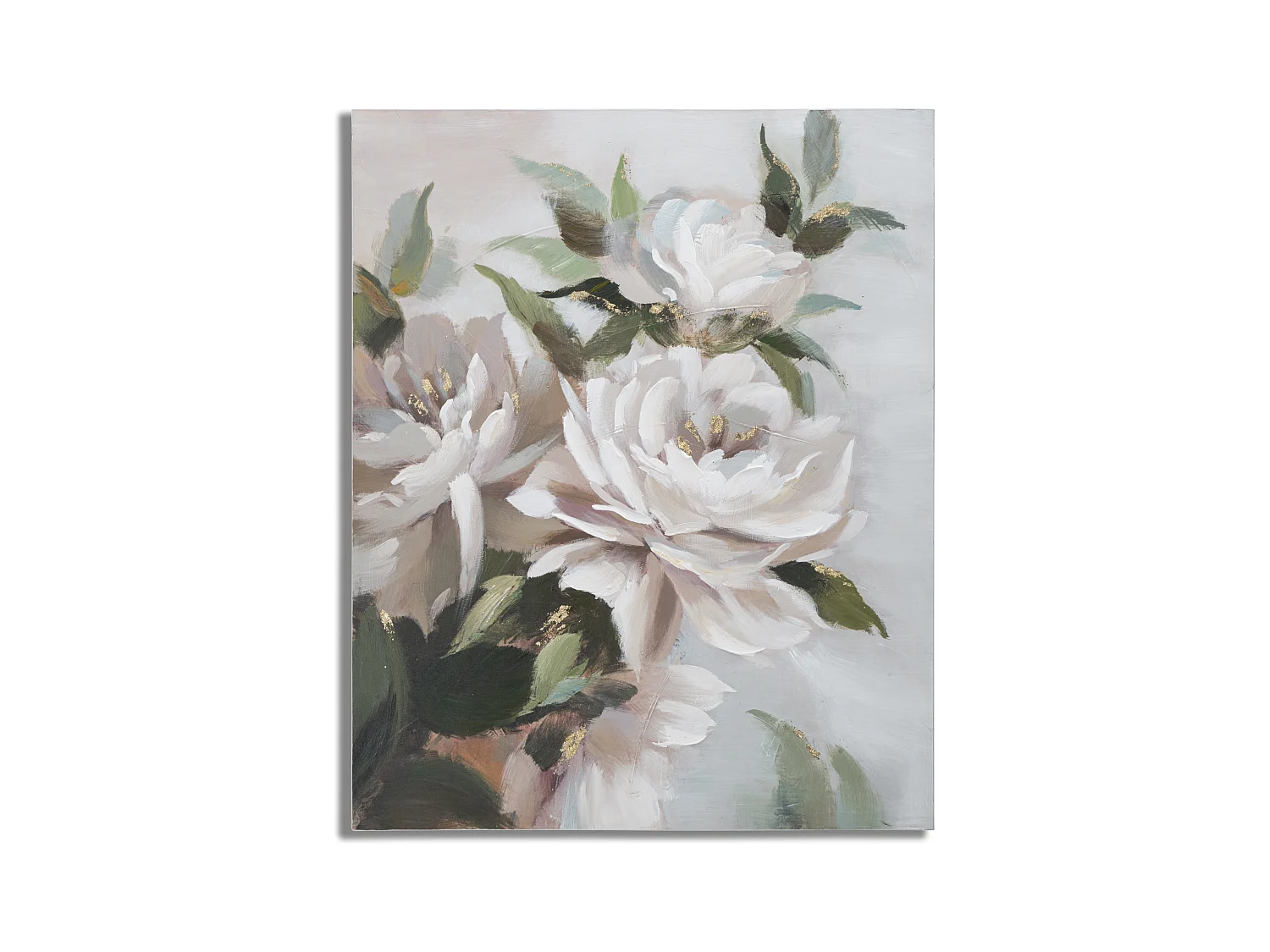 Peinture sur Toile Handmade - Design Floral avec Fleurs et Feuilles, Multicolore, 100x3,7x80 cm